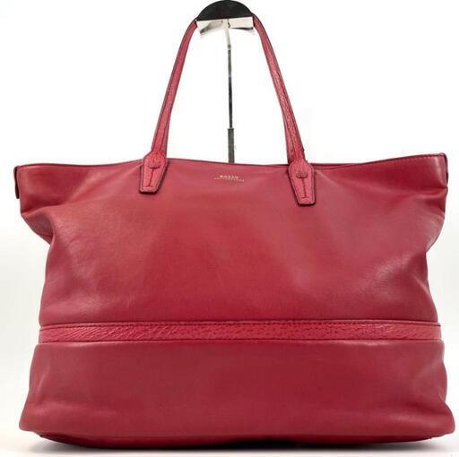 美品 BALLY バリー　 レザートートバッグ  レッド ボルドー