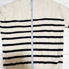 美品 レディース 極厚 ニット ボーダー LL XL 長袖 トップス 裏ボアの画像