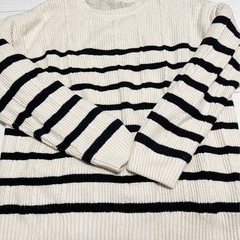美品 レディース 極厚 ニット ボーダー LL XL 長袖 トッ...