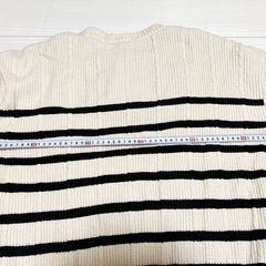 美品 レディース 極厚 ニット ボーダー LL XL 長袖 トップス 裏ボアの画像