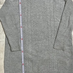 【美品】ナチュラルビューティー タートルネック ニットワンピース #M グレーの画像