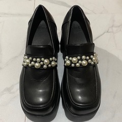 靴　厚底　黒　パール　ギャル　可愛い　S M