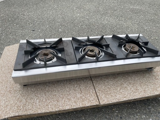 ■使用数回 美品 中古品 リンナイ 卓上３口コンロ RSB-306SV LPガス 2016年 738ｘ275ｘ151ｍｍ 動作問題なし■