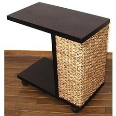 サイドテーブル キャスター付き高品質ウォーターヒヤシンス アジアン