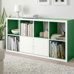 IKEA カラックス ガラス棚と引き出し付き　廃盤 グリーン 2x4