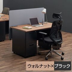 スチールデスク ブラック 片袖机 引き出し 幅1200×奥行700×高さ720mm 配線穴 事務机 ビジネスデスクの画像