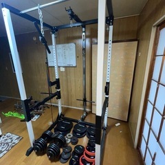 アイロテックマルチパワーラック プレート130キロ　ダンベル20キロ アタッチメント　その他多数　iROTEC ラットプル　筋トレの画像