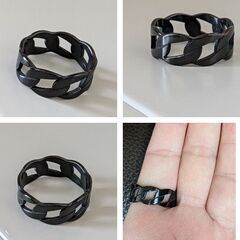 メンズ/ブラックチェーンリング（新品）26号の画像