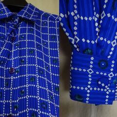『MAYEELOK』長袖オーバーブラウス・フレア・大きめサイズ・インポートテーラーHONGKONG《美品》ビンテージ＜紺42＞の画像