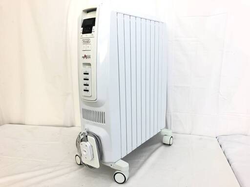 【決まりました】JT524(O) DeLonghi デロンギ ドラゴンデジタル オイルヒーター DDQ0915-WH ホワイト 暖房器具 リモコン 通電動作OK 中古現状品 現地引き取りのみ