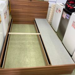 【お取引中】（極美品）コンセント スライドレール付収納棚 セミダブルベッド マットレスセット ブラウン★4918★の画像