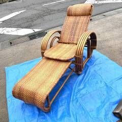  高級品！籐製●藤 椅子 天然ラタンチェア リクライニングチェア/３段階 リラックスチェア フットレスト付き アジアン ナチュラル アンティークビンテージの画像
