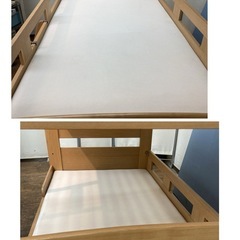 S133 ⭐GRANZ 子供用2段ベッド キッズ2段ベッド 天然目 マットレス付き 幅187cm USEDの画像
