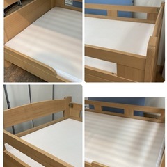 S133 ⭐GRANZ 子供用2段ベッド キッズ2段ベッド 天然目 マットレス付き 幅187cm USEDの画像