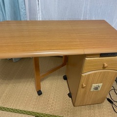 天然木折りたたみ　電話台/サイドテーブルの画像