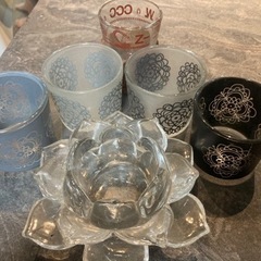 【20%オフ10/3】【20%オフ　7/17】【20%オフ　6/22】【20%オフ　6/15】【5/23 20%オフ】【11/19 20%オフ済】キャンドルグラス　5点　ショットグラス　1点　ガラス細工　コップ　グラス　おしゃれの画像