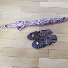 花柄　長傘　と　サンダル　Mサイズ　