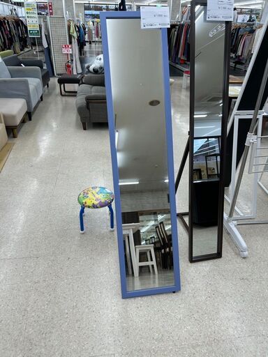 ★ジモティ割あり★  姿見 青 H150.5×D55×W33.5 クリーニング済み TJ9427