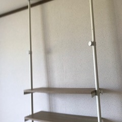 萩原(Hagihara) ランドリー収納 洗濯機ラック ランドリー 突っ張り 【高さ無段階調節】 木目調 幅70 ナチュラル×ホワイト KTR-3153WHの画像