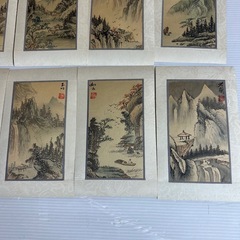 k1028609  中国美術 書画 絵画 落款 色紙 絵画 まとめて セット 中国 色紙絵 古画 水墨画 風景画 山水画 古書 山水 人物 古美術中国 保管品 中古 現状品の画像