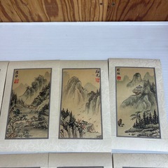 k1028609  中国美術 書画 絵画 落款 色紙 絵画 まとめて セット 中国 色紙絵 古画 水墨画 風景画 山水画 古書 山水 人物 古美術中国 保管品 中古 現状品の画像