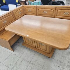 L字ベンチ　ダイニングセット　 幅(W)1380mm × 奥行(...