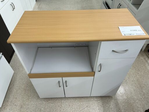 ★ジモティ割あり★  レンジ台 ライトブラウン H90×D42×W90 クリーニング済み TJ9438