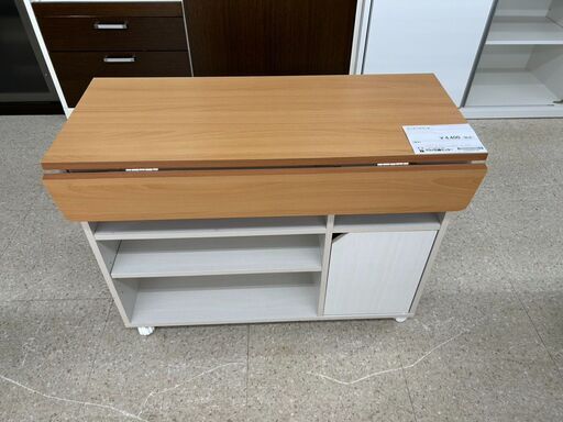 ★ジモティ割あり★  キッチンカウンター ライトブラウン H69.7×D41.5-64.5×W89 クリーニング済み TJ9441