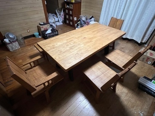 値下げしました！ゆったり！180cm！ダイニングテーブルセット！ベンチ　木製　