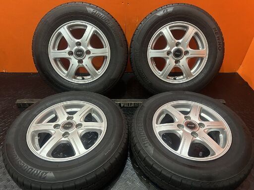 タイヤ走行短め【BS NEWNO 155/80R13】夏タイヤ【FEID 社外ホイール 13インチ 4.5J4HPCD100+35】ヴィッツ パッソ等　(VTF990)