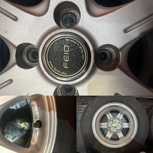 タイヤ走行短め【BS NEWNO 155/80R13】夏タイヤ【FEID 社外ホイール 13インチ 4.5J4HPCD100+35】ヴ