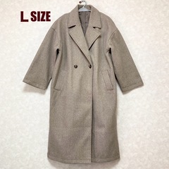 【美品】ダブルチェスターコート　ワイングレー　Lサイズ