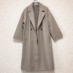 【美品】ダブルチェスターコート　ワイングレー　Lサイズの画像