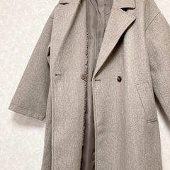 【美品】ダブルチェスターコート　ワイングレー　Lサイズの画像