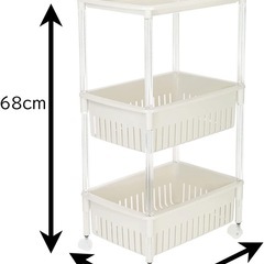 サンコープラスチック(SankoPlastic) すき間収納 ベージュ 約幅29×奥行39×高さ68cm テーブルワゴン 3段 ワイドの画像