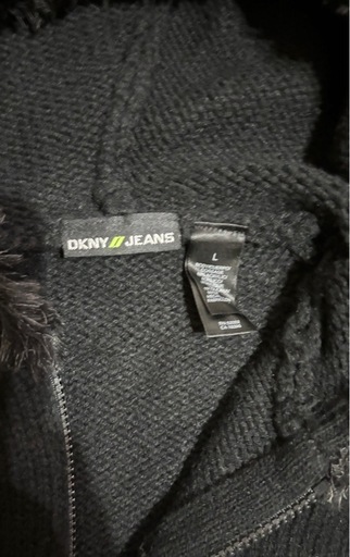 DKNY ファーフード付き　ニット　ジャケット