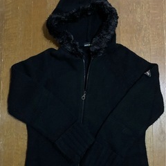 DKNY ファーフード付き　ニット　ジャケット