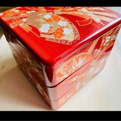 【美品】お祭り柄 和柄 重箱３段 お節　赤 の画像