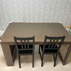 【美品】IKEA ダイニングテーブル　椅子二脚セット