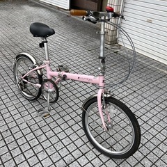 【20インチ折りたたみ】6段変速、泥除け付き❗️前タイヤ、変速、ブレーキワイヤー新品交換済み❗️若林自転車　膳所店　SALE中❗️の画像