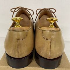 【YANKO】 ヤンコ 革靴 プレーントゥ 外羽根式 ライトベージュ 8 1/2 J0520の画像