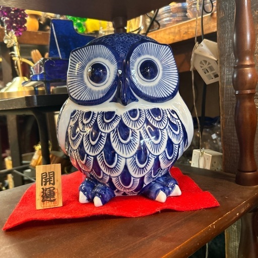 陶器製　フクロウ　置物　21cm