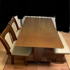 4人掛け 伸長式ダイニングテーブルセット 【リヴァイ】 木製テー...