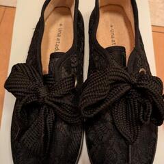 新品 ぺたんこ靴 黒レース