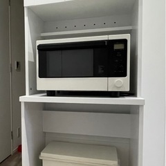 【新品】掲載12/1まで‼️ 
LOWYA食器棚　レンジ台　  ホワイト　スリム　ゴミ箱上収納　の画像