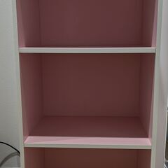 収納シェルフ ピンク 3段の画像