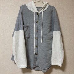 【取引者決定】TEMUで買った４Ｌのグレーとホワイトの裏起毛パーカー♡