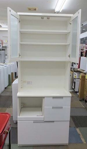 ニトリ 幅80㎝ レンジボード ホワイト 鏡面仕上げ 高さ2m×奥行42