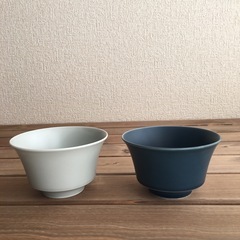 ◆うつわ◆有田焼 金善窯 反高台飯碗ブルー＆グレー ボウル　マッ...