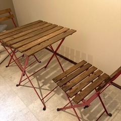 IKEAガーデンテーブルセット　赤(廃盤品)の画像